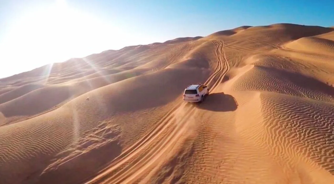 Golden sand dunes of the Empty Quarter desert in Oman